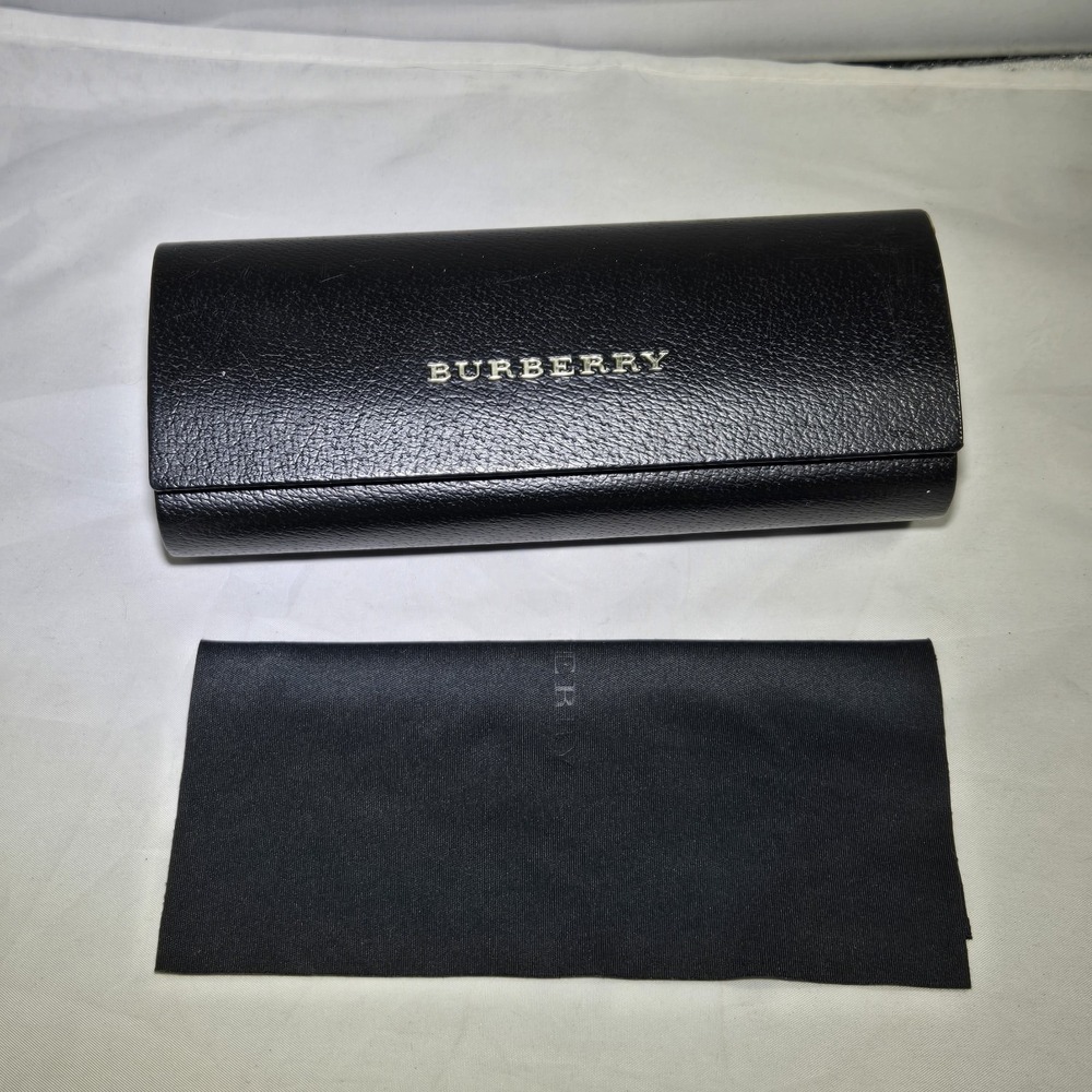 Burberry Black Hard Eyeglass Sunglasses Case Pebbled Faux Leather Designer Luxe